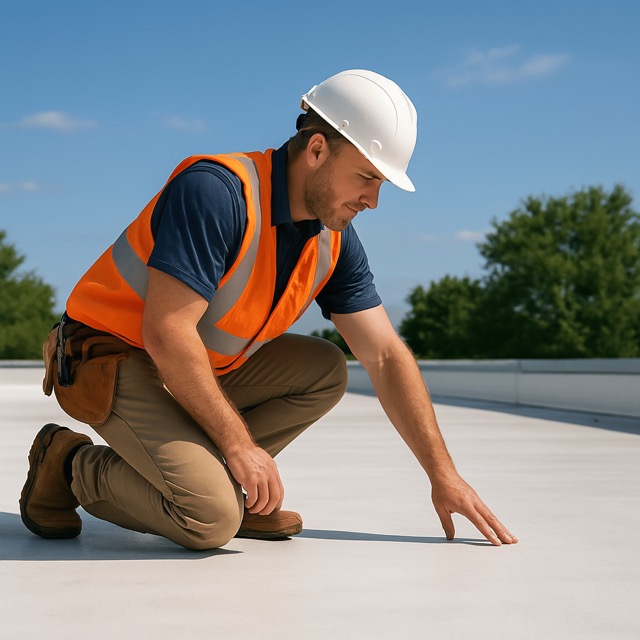 Professional roof inspection being performed on a residential home